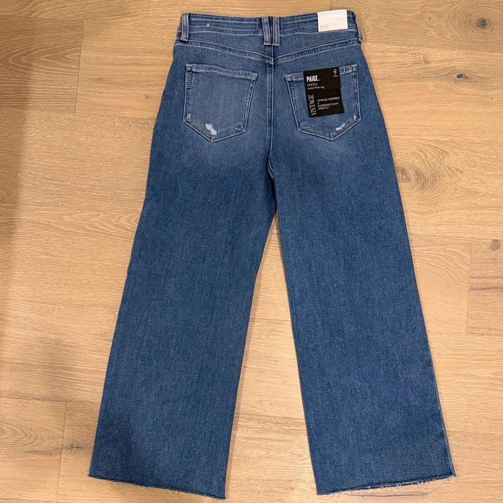 PAIGE Anessa High-Rise jeans with cropped wide leg and Raw Hem - size 26 - NWT - Picture 3 of 14